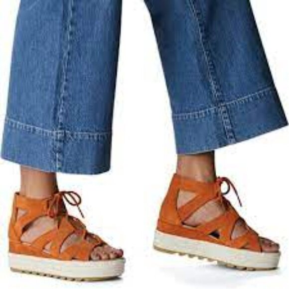 Sorel Cameron Flatform Lace Sandals Women\'s Size: 6 Orange Lace-Up Sandals